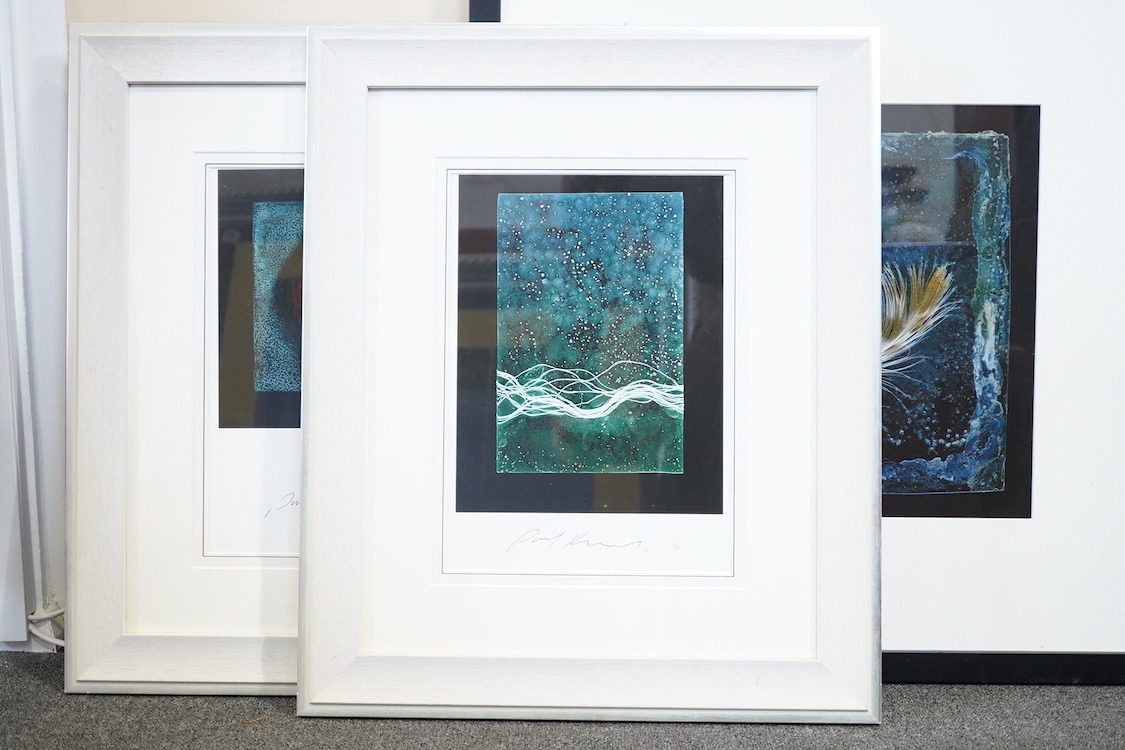 Paul Kenny (b.1951), three abstract photographic prints to include: Study of a feather and one limited edition 1/30, largest 38 x 36cm